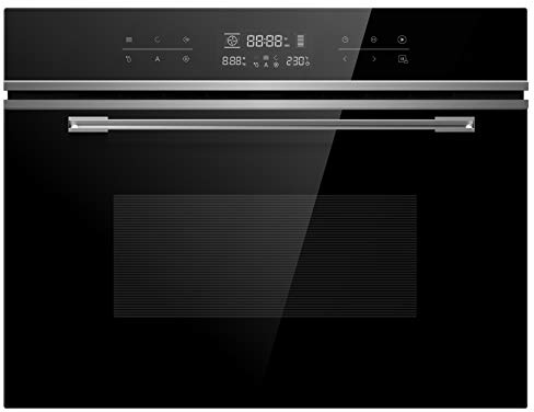 Cookology 44L Compact Built-in Oven & Microwave Combo with Stainless Steel Trim - 3350W Total / 900W - Grill & Combine - 8 Auto Menus - 5 Power Levels - Black