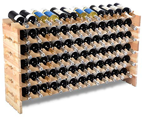 DREAMADE Casier à Bouteilles pour 72 Bouteilles,Range Bouteille en Bois avec Conception Empilable à 6 Couches,Structure Stable,Etagère à Vin pour Cave,Cuisine, Bars,sous-sols,119x29x71,5CM