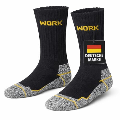 MOUNTREX Arbeitssocken (10 Paar) - Herren Socken - Hoher Baumwollanteil (65%) - Herrensocken, Work Socks - Hautsympathisch, Schweißaufsaugend (43-46, Schwarz | 10 Paar)