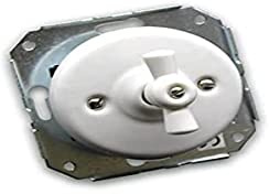 Conmutador empotrable lazo, porcelana blanca, estilo elegante, ofrece control de luz, ideal para iluminación en interiores.