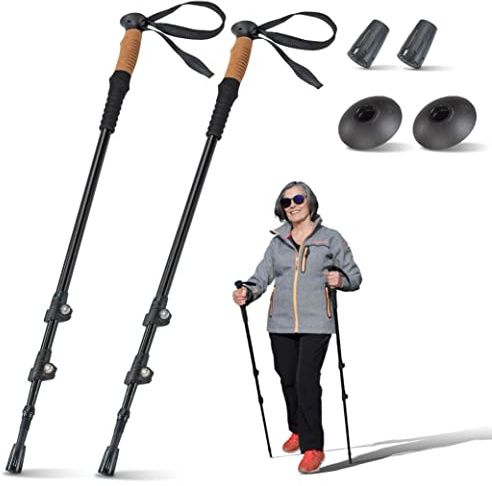 Maximex Premium-Trekkingstöcke, Druckentlastende Wanderstöcke mit Anti-Schock-Dämpfung, Verstellbare Nordic Walking Stöcke mit ergonomische Doppel-Griffe aus Kork, 63-135 cm