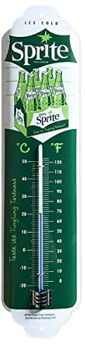 Nostalgic-Art Retro Thermometer, 7 x 28 cm, Sprite – Six-Pack | Original Lizenzprodukt (OLP), analoges Innenthermometer, Vintage Design, Geschenk-Idee für die Hausbar