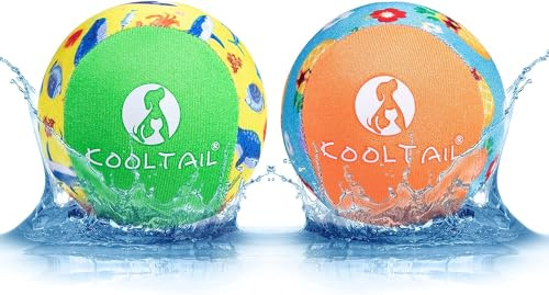 KOOLTAIL Floating Dog Pool Toys - 2 Pack Summer Pet Bouncing Water Toys for Swimming Pool, Interactive Dog Training Games Chew Toys Soft and Elastic Fetch Balls for Small Medium Dogs