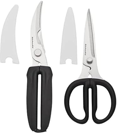 KitchenAid Allzweck- und Geflügelscheren-Set aus Edelstahl mit weichen Griffen, 2-teilig, Schwarz