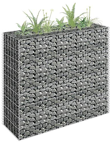Leepesx Gabionen-Hochbeet, Hochbeet Balkon, Hochbeete Für Garten, Kräuterbeet, Kräuterspirale, Pflanzkübel, Pflanzkasten, Erdbeerturm, Kräutertopf, Balkon Blumenkasten, Verzinkter Stahl 90×30×90 cm