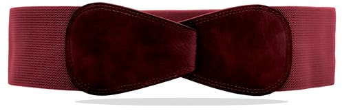 Van Der Rich ® - Cinturón Obi Elástico Ancho Extensible 7 cm - Mujer (Bordeaux, TU)