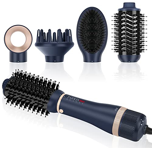4 in 1 Hair Dryer Brush Set, Multi Air Styler with 4 Attachments as Hairdryer, Hot Air Brush, Hair Diffuser, Hot Brush for Hair Styling, Ionic Care Frizz-Free, Blue
