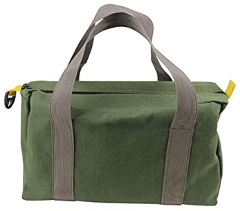 12 Inch Wide Mouth Tool Bag, Canvas Tool Bag, Heavy Duty Tool Storage Bag, Large Capacity Tool Tote Bag for Electricians, Power Tool Organizer Pouch, Tool Bags for Men (Green - 12 Inch)