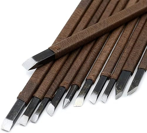 OITTo Drehwerkzeuge Steinschnitzwerkzeug Meißel/Messer-Set Kit Steindichtung Handwerk Gravur Holzschnitzwerkzeuge Stichel/Meißel/Messer-Set mit Tasche für (Blade Type : 7PCS)