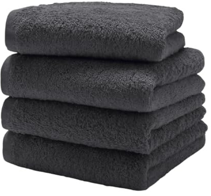 Diamond Tex 4 Pack Cotton Face Cloth Set 30 x 30 cm Flannel Washcloth Towels Extra Absorbent & Quick Dry Hotel Gym, Golf, Spa 600-GSM (Charcoal Grey)