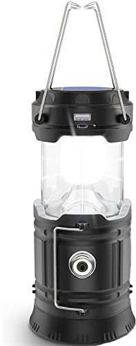 LED Campinglampe Solar Camping Laterne,Einziehbar Solar Taschenlampe,LED Handscheinwerfer,mit 1200mA Batterie und USB-Schnittstelle, IPX5 Wasserdicht für Wandern, Angeln, Ausfälle, Notfall