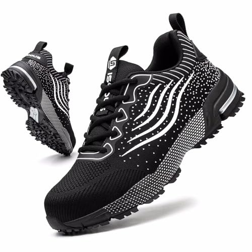 CYKYGGO Chaussures de Sécurité Hommes Femme Chaussures de Travail Légère Confortable Basket Securite Embout Protection Acier Cuisine Noir 36