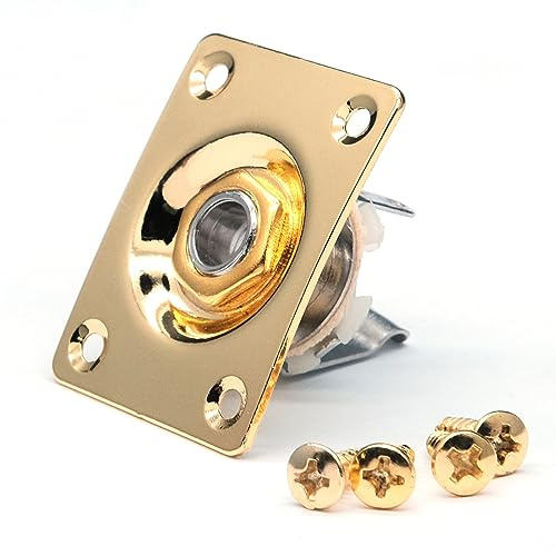 harpfeas Metal 1/4 Output Jack Plate Input Jack Socket for Tele SG Style Electric Guitar Parts Replacement (Gold)