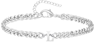 TOLOWOBK Armband Herren mit Buchstaben Edelstahl Panzerkette A-Z | Personalisierte Buchstaben Armbänder in Silber für Männer Jungen als Geschenk zum Schulstart Geburtstag für Sohn Enkel Bruder