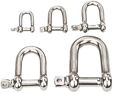 Edelstahl-D-Ring-Schäkel, Schraubschäkel, 1 Stück D-Typ-Stahlschnalle/Bogenschäkel M4 M5 M6 M8 M10 M12 M14 Hebehaken-Karabiner (Farbe: Bogenschäkel, Größe: M6) (Color : D Type Shackle, Size : M12)
