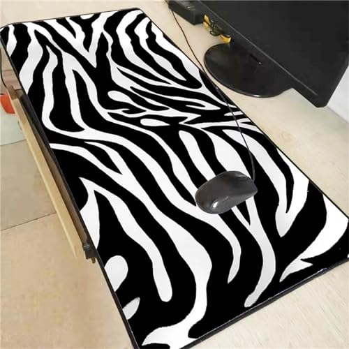 Mauspad Gaming XXL,400x600x3mm Groß Mousepad,Wasserdicht Mouse Mat Pad mit Anti-Rutsch Gummibasis,mit Genähte Kanten,Mausmatte für Computer,Laptop,Tastatur - Schwarz Weiße Linie