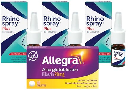 Rhinospray® plus bei Schnupfen, Nasenspray, 3x10 ml, mit dem Wirkstoff Tramazolin & Allegra Allergietabletten, 50 Stück, mit dem Wirkstoff Bilastin