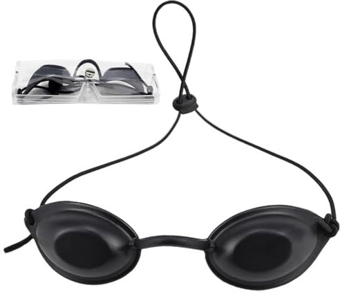ZJIVQO IPL Schutzbrille, Laserlichtschutz, Sicherheitsbräunungsbrille mit tragbarer Box für UV-Infrarot-LED, Rot, Blaulicht, harte Wellenlänge, Therapie, Schönheitsklinik, Salon, Zuhause, Schwarz