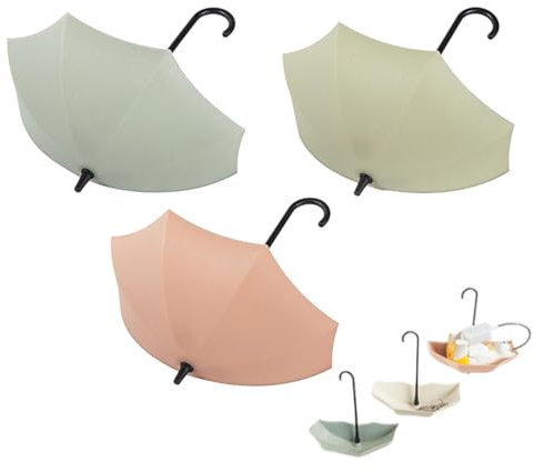 Adhesivo para montaje en pared con soporte para llaves, ganchos para llaves para adhesivo de pared - 3X Ganchos de Ducha Paraguas | Ganchos decorativos de pared, ganchos de ducha resistentes para somb