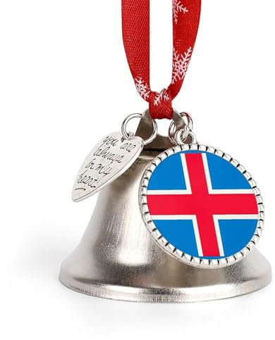 Weihnachtsglocke England Symbole Jingle Bell mit Liebe Anhänger Weihnachten Ornament Metall Vintage Glocken mit rotem Seil Weihnachtsbaum hängen für Urlaub Party Dekoration