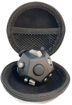 YUFENGBY Small Fidget Toys Cube, Small Fidget Toy - 12 Sides Decompression Cube Anti Anxiety and Relief Stress Improve Focus Creative Unique Fidget Toy for Kids and Adults, with Carry Case(Black E1)