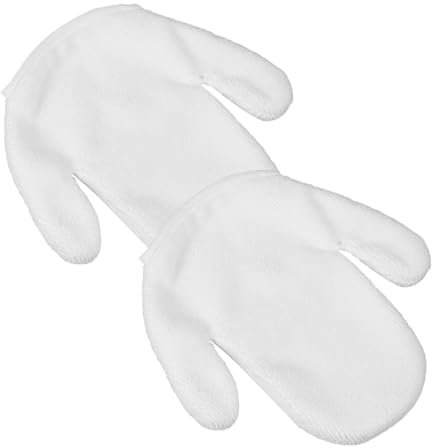 Beavorty Washing Cotton Gloves Reusable Makeup Remover Mitts Skin Scrubber Face Exfoliator for Facial Cleansing Bath Use