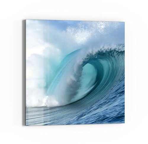 DEQORI Glasbild Echtglas | Motiv Welle der Ewigkeit | quadratisch einteilig 50x50 cm | schöne Dekoration | Wandbild für Wohnzimmer, Schlafzimmer, Flur & Küche | moderne Wanddeko