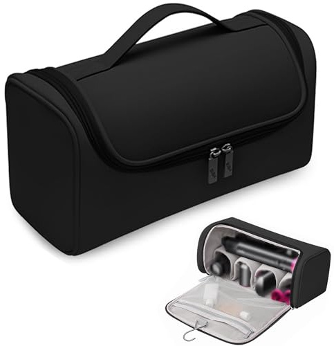 Linpr Reisetasche für Dyson Airwrap Styler und Zubehör, mit Haken (Schwarz) | Tragbare Aufbewahrungstasche mit Aufhängehaken, Handgriff, Wasserdichte Organizer-Taschen für Haartrockner, Große Kapazität