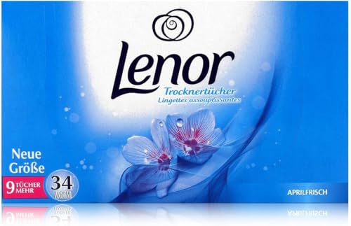 Lenor lot de 12 boites de 34 lingettes de séchage Fraîcheur d’Avril pour le sèche-linge