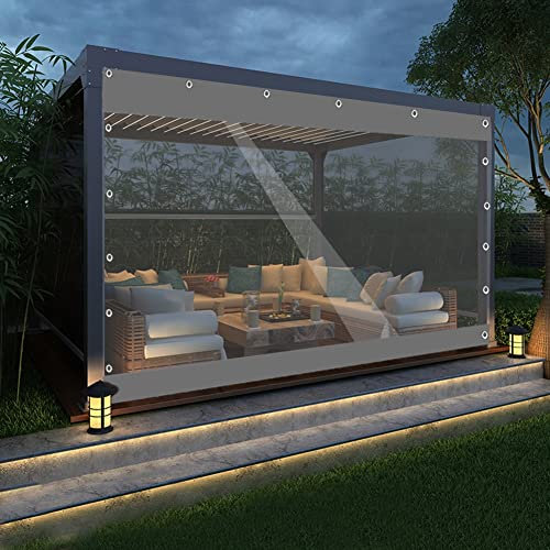 Pavillon-Seitenwände für Pavillons, transparent, wasserdicht, mit Metallhaken, für Garage, Veranda, Terrasse, 1,6 x 7 m