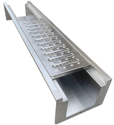 FVTVHEV Canaleta De Desagüe Drenaje De Agua Canal De Evacuación Longitud 116cm Rejilla De Drenaje De Canal Material De Acero Inoxidable Resistente Y Duradero Apto Para Uso Interior Y Exterior(116x30x1