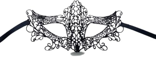 Whakano Spitze Maske Schwarz,Venezianische Maske Damen Herren,Maskerade Maske,Sexy Lace Augenmaske Halbes Gesicht Maske für Halloween Karneval Abendkleid Tanz Maskenball Party Cosplay,Fuchs,22.5x11cm