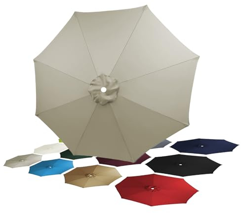 Remplacement Toile Parasol 8 Baleines 4.00m déporté Auvent Gris Clair