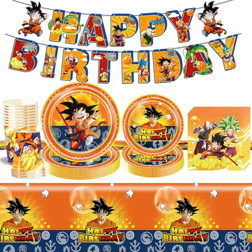 Set di Decorazioni per Feste di Compleanno per Bambini con Piatti di Carta a Tema Drago, Tovaglia, Bandiere, Piatti, Tovaglioli, Tazze, Stoviglie per Feste e Decorazioni da Tavolo
