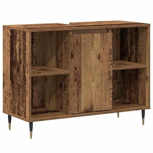 Eleganz Lavabo rustico in legno massello – Armadio da bagno con effetto legno vecchio – Elegante e durevole per una casa accogliente