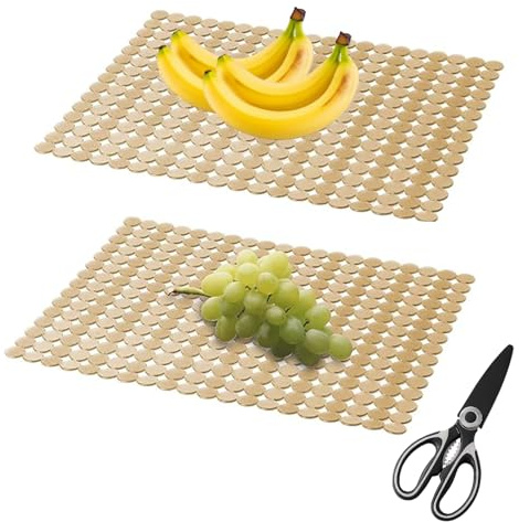 Tapis Évier Cuisine, 2 Pièces Découpable Tapis Evier Cuisine, 30 x 40 cm, PET Cuisine Natte D'évie avec 1 Paire de Ciseaux, pour Évier Inox Lavabo, Céramique Lavabo(Couleur Cuivre Antique)
