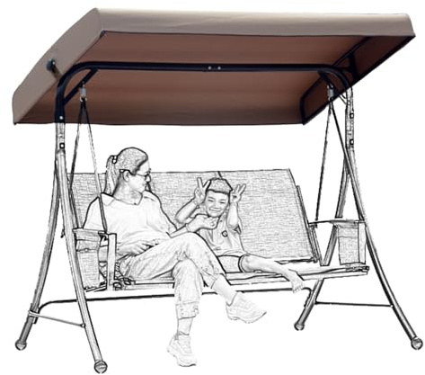 Dach für Hollywoodschaukel 2/3 Sitzer,Ersatzdach für Hollywoodschaukel,wasserdichte Polyester Schaukelabdeckung für Draußen(74 * 49in)