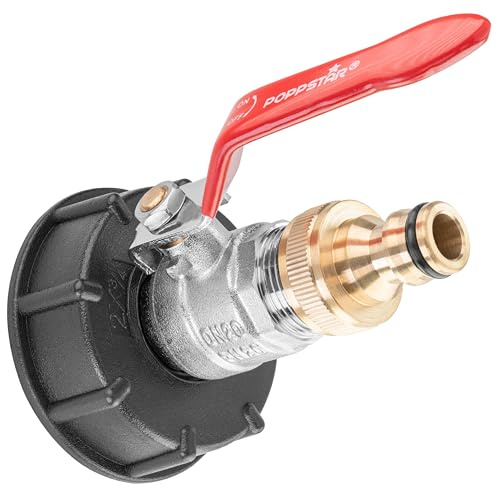 Poppstar IBC Auslaufhahn 3/4 Zoll (IBC-Deckel S60x6-60mm Grobgewinde, Kugelhahn, Steckkupplung mit O-Ring)
