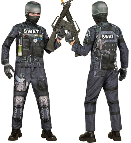 W WIDMANN MILANO Party Fashion - Costume SWAT per bambini, set con maschera, completo per Halloween e Carnevale
