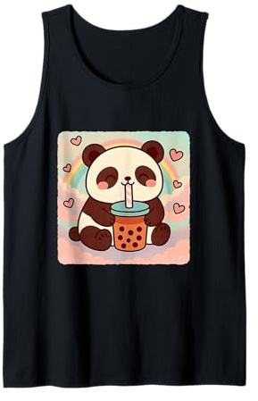 Anime Kawaii Rainbow pour Les Amateurs de thé à Bulles Panda Débardeur