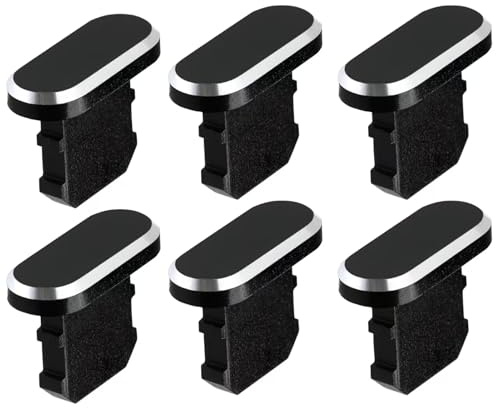 6 Pieces Metal Anti-Dust Plugs For iPhone Charger Protector Cover Durable Waterproof Charging Port Cover, Efficient Dust & Water Protection, Compatible with iPhone 7/8/11/12/13/14/Pro/Max/X/Xs/Xr/Plus