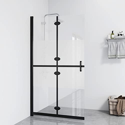 Mokuyary Faltbare begehbare Duschwand Halbmattiertes ESG-Glas 110x190 cm Duschwand für Duschabtrennung, Walk in Dusche Duschtrennwand Glaswand für Badezimmer