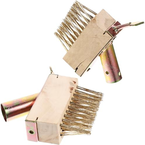 DECOMELODY Lot de 2 Brosses Métalliques pour Désherbage et Nettoyage de Fissures Têtes Crochets en Acier pour Terrasse et Joints de Pavés Outil Robuste pour Enlever Mousse et Débris