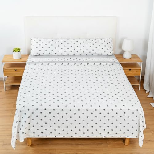 H HANSEL HOME Juego de Sábanas Termicas 3 Piezas Pirineo para Cama de 90x190cm, Sábanas Polares de Invierno Ultra Suave, Incluye Sabana Bajera + Encimera + Funda de Almohada - Circulo Gris