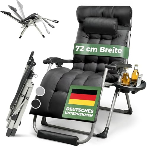 NatureLiving® Sonnenliege Liegestuhl klappbar- Robust, Faltbar & Wetterfest - Gartenliege mit Fußpolster für Garten und Balkon, Klappliege, Balkonliege, Outdoor Liege, Relaxliege, Belastbar 200kg