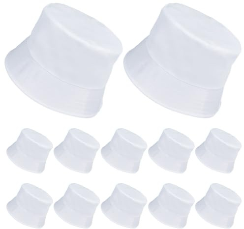 PH PandaHall 12 Stück Eimerhüte Blank Angelmützen Doppelseitig Tragbar Sommer Sonnenhüte Mode Fischermützen Unisex Outdoor Hüte für Frauen Männer Strand Urlaub Ferien Camping Reisen Geschenk