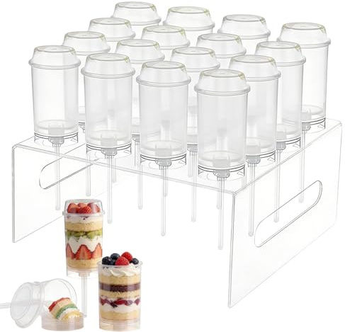 Genérico Tubos Push Pop – Juego de exhibición reutilizable con tapa de soporte para vasos de transparente, contenedores para empujar pasteles, soportes para regalos de , tubos de golosinas resis