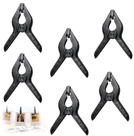Bulldog Clamps, Woodwork Clamps, Spring Clamps with Quick Grip, Large Bulldog Clips for Crafting and Office Organisation, Set of 6 Black Spring Clips