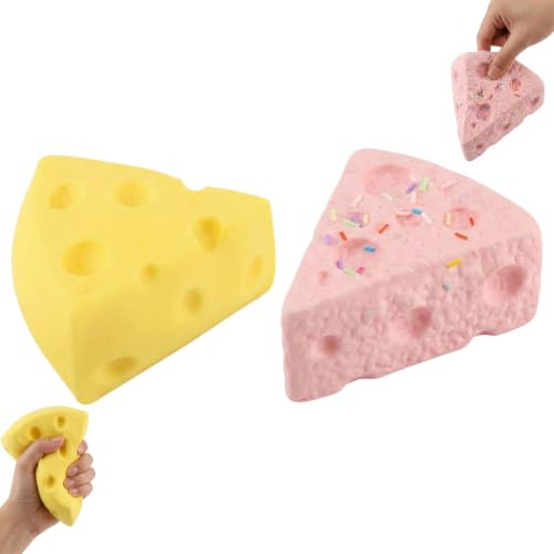 Set di 2 formaggi, formaggio, formaggio, per alleviare lo stress e la concentrazione, decorazione per scrivania e classe, forme di formaggio gialle e rosa