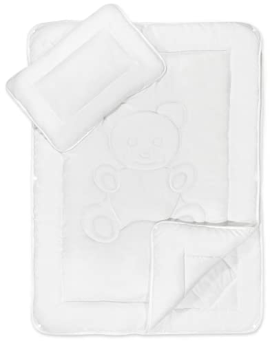 KiGATEX Kinderbetten Set 4-Jahreszeiten mit Bärchensteppung 3-teilig 40x60 + 100x135 cm nach Öko-Tex 100 Zertifiziert